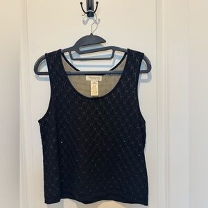 Black Sleeveless Top with Diamond Pattern